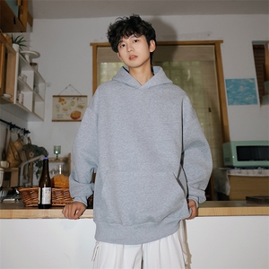 抖音得物高品质二开 26春装美式高街无帽绳光板纯色连帽卫衣XS056图片