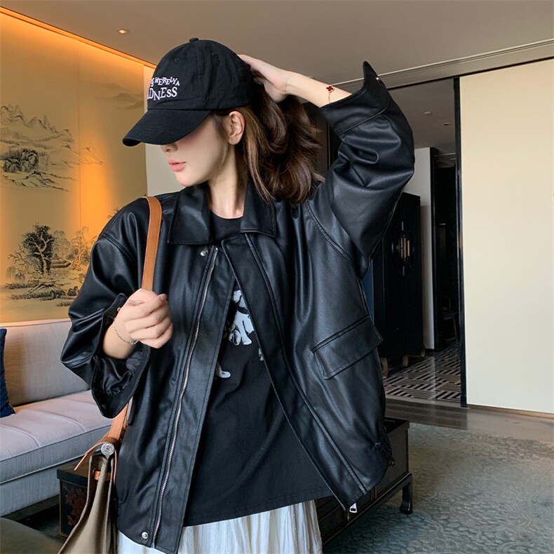 黑色复古皮衣外套女2024秋季新款设计感时尚高级辣妹机车夹克上衣，女装皮衣，浙宝285（原212）