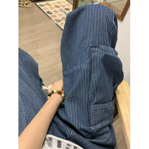 【有货】 条纹工装牛仔男款夏季美式复古直筒裤子KZ23CC-特P58图片