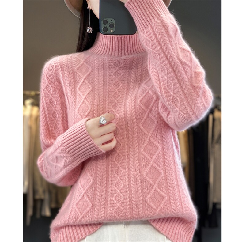 一线成衣七针安迪绒绞花2024年秋季针织衫,针织衫/毛衣,大美人包芯纱店
