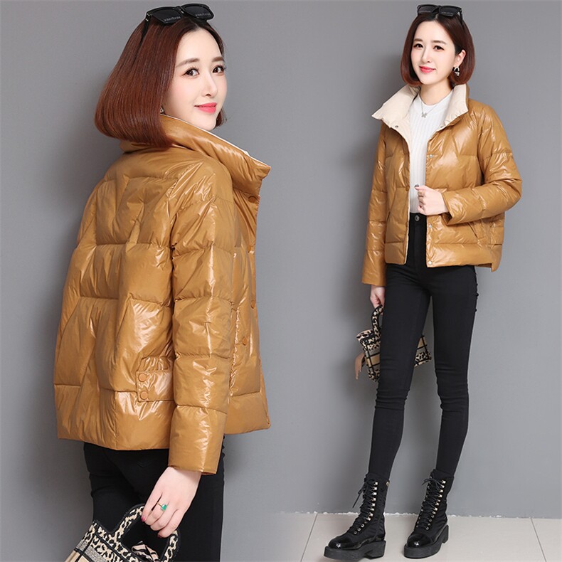 羽绒棉服女短款时尚亮面棉衣冬新款小个子立领百搭轻薄小棉袄外套,女装棉衣/棉服,婷思杰（原婷想服饰）