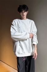 WY10152-特P45控78小众撞色拼接破缝假两件大码男大码情侣卫衣，男装卫衣，电商A059