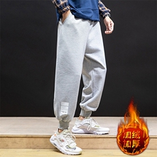 K12045-P40加绒P50束脚纯棉运动裤男士休闲裤大码宽松卫裤男，男装休闲裤，电商A040A