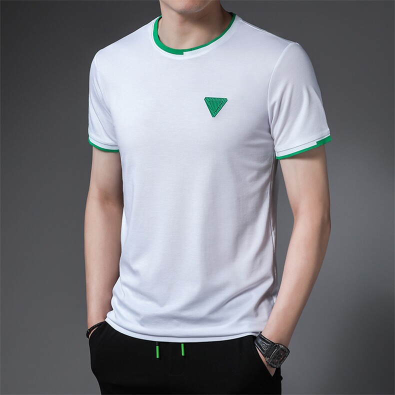 t恤男夏季潮牌冰丝免烫2023新款休闲衣服短袖圆领时尚百搭男装,男装T恤,电商B212（原钱塘6029）