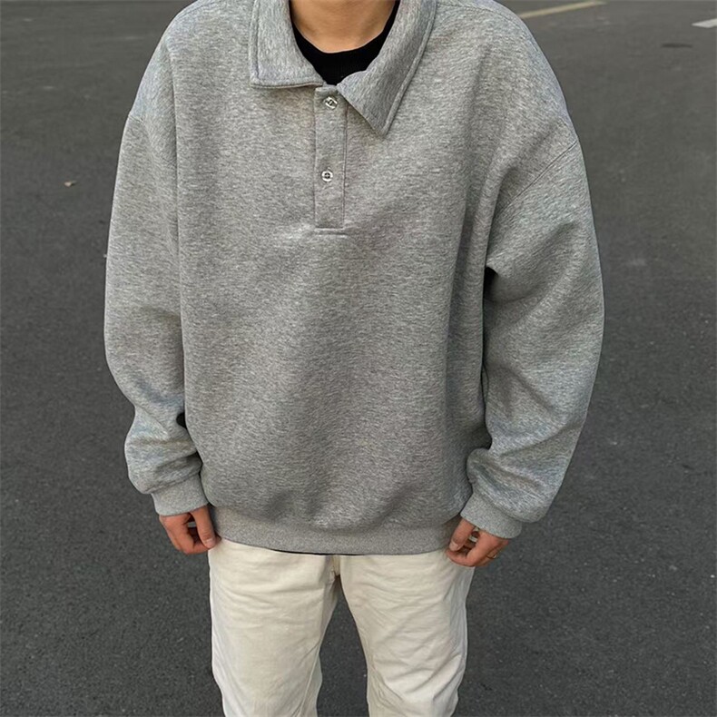 抖音得物高品质二开25秋冬美式高街结构设计POLO翻领卫衣外套W77,男装卫衣,电商A486-1