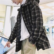 【】A003-HF011-P50冬装经典格子大衣时尚男装港仔，男装毛呢大衣，电商A003