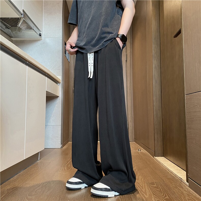 抖音品质夏季新款冰丝垂顺凉感宽松休闲裤B315-K25573-特p30控58,男装休闲裤,电商B315