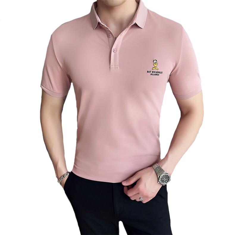 2024夏季新款英伦风高品质修身刺绣POLO衫冰丝短袖T恤男D239-p48,男装T恤,电商D303