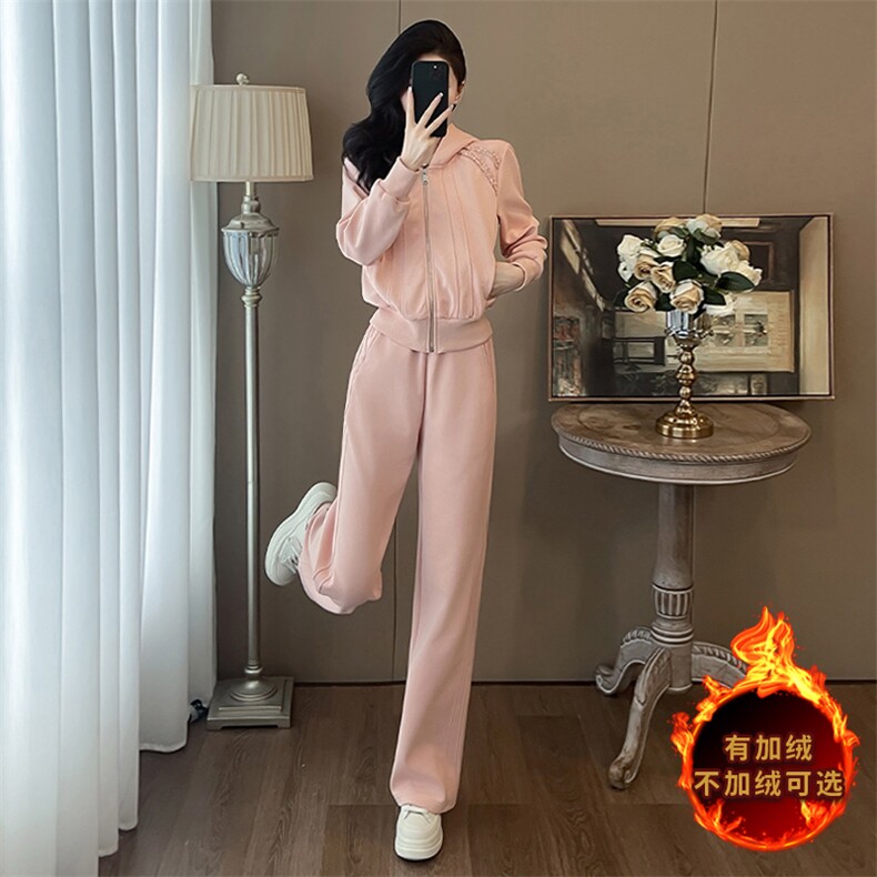 洋气减龄秋冬重工开衫休闲阔腿裤套装,女装套装/套裙,江南
