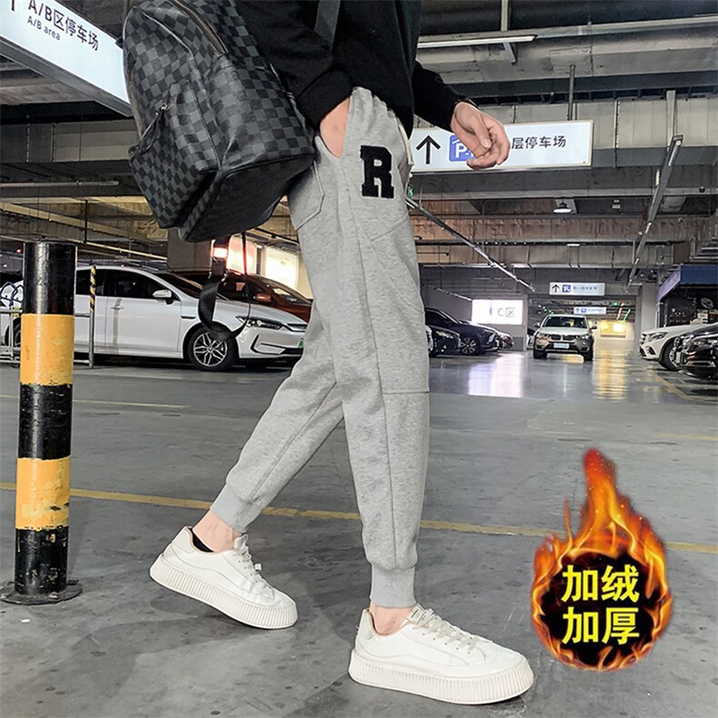 社会精神小伙春秋加绒卫裤运动束脚男裤DS-B249-KK95-P58-加绒P68,男装休闲裤,星座215（原电商B249）