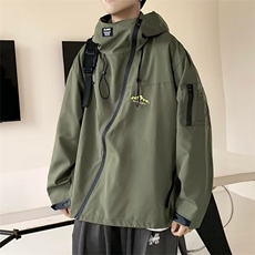 冲锋衣男春秋ins潮宽松连帽外套户外运动工装登山服夹克W4420-P60，男装夹克，星座412-2