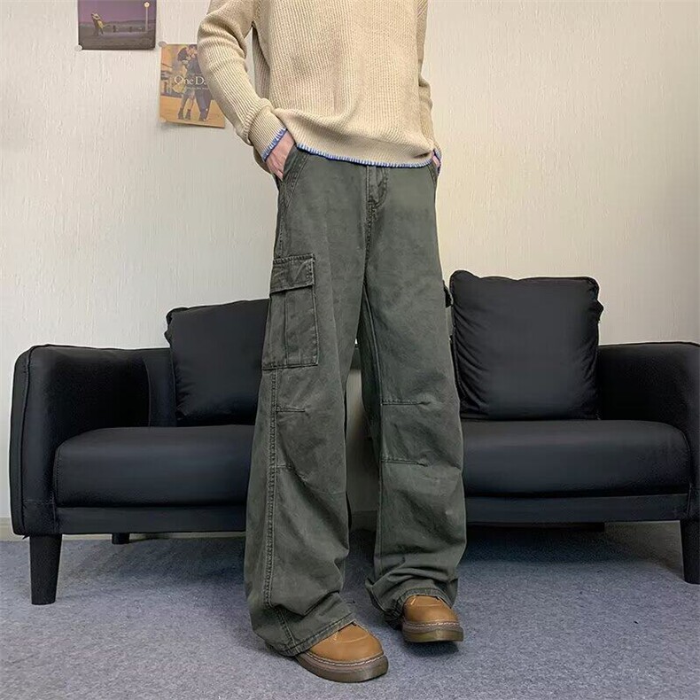 工装休闲裤男女韩版潮流褶皱口袋帅百搭2026夏季ins长裤K6159-P56,男装休闲裤,星座412-2