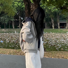 抖音得物高品质二开25秋冬美式重磅宽松结构双面连帽卫衣外套W68，男装卫衣，电商A486