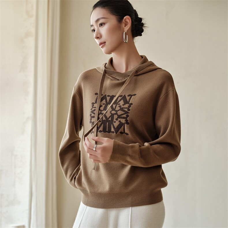 2025年秋季时尚百搭通勤简约休闲加厚帽衫，女装羊毛衫，绒歆坊