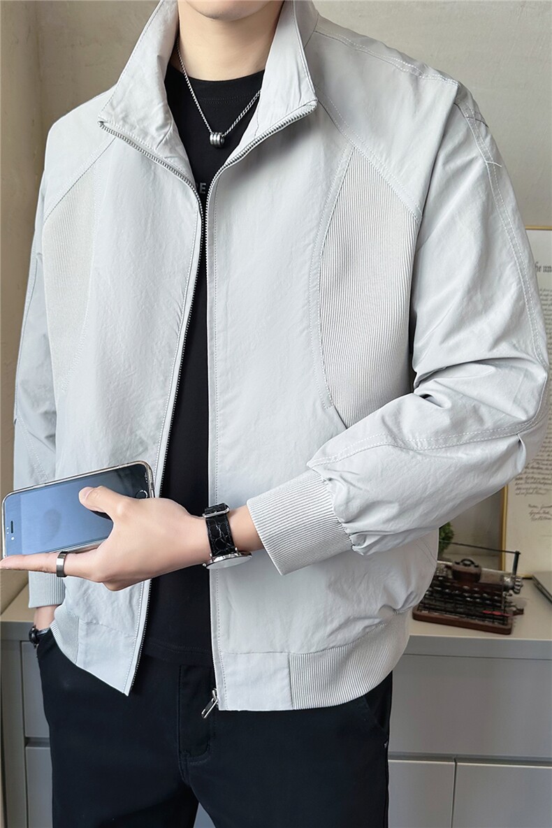 2026新款春季夹克男士高端拼接立领男装休闲外套A313-8606-P115,男装夹克,电商A313