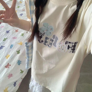 H0678-P35刺绣贴布宽松休闲短袖t恤女图片