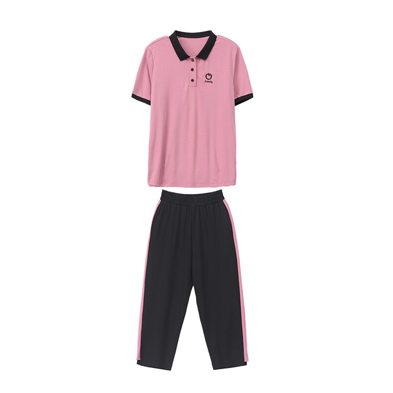 啄木鸟纯棉运动服套装女夏季宽松短袖七分裤中年妈妈装休闲两件套,女装套装/套裙,忆绮罗