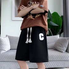 日系简约运动短裤男夏季宽松中裤街头嘻哈五分裤YE17P26图片