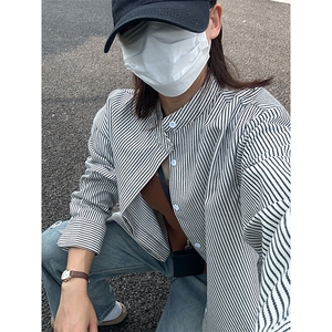 2025秋季新款改立领港风大码简约长袖条纹衬衫CS313-P30