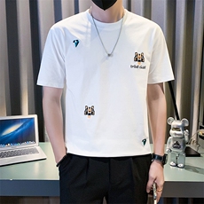 2025新款夏季短袖T恤男潮牌绣标圆领半袖体恤A313-1-8189-P48，男装T恤，电商A313-1