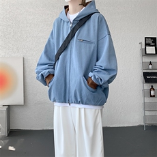8XL-M美式复古撞色连帽水洗夹克男高级感做旧情侣外套JK1327P88，男装夹克，电商D206-1