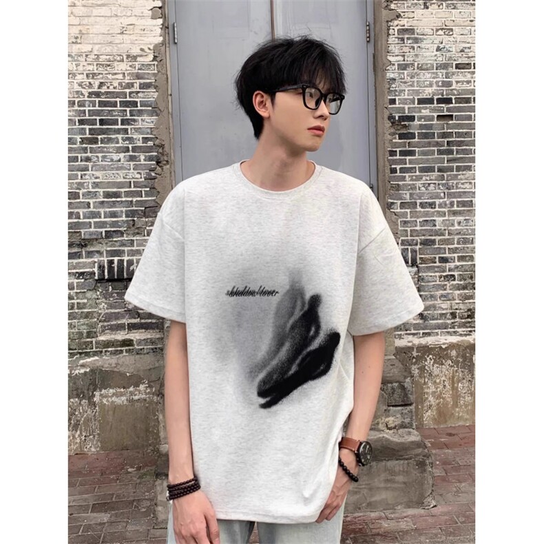 网图现货个性模糊人物图案印花网红同款男女短袖T恤2722-P29，男装T恤，电商C310