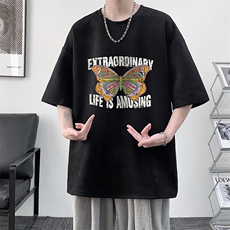 麂皮绒短袖t恤男大码半袖男大皂风JD82366-P25，男装T恤，电商A040