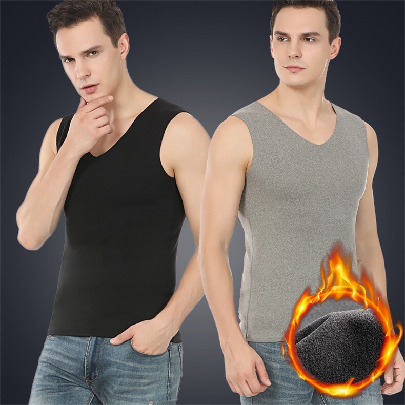 9862浅灰V领薄款单面磨毛发热纤维纯色打底衫无痕保暖背心马甲，女装背心吊带，星座510A-1