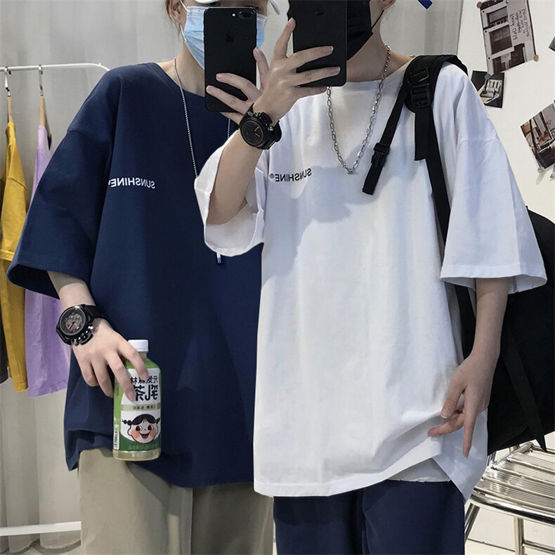 XZ115A-T06 200克纯棉男女字母印花大码S-5XL 10色T恤衫圆领半袖图片