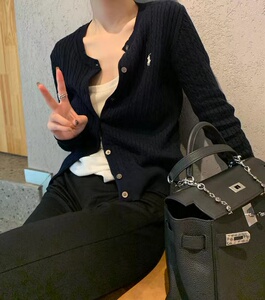 日系麻花毛衣针织衫开衫女装秋季新款学院风修身短款外套图片