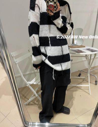 现货秋季新款破洞针织个性毛衣，女装针织衫/毛衣，G