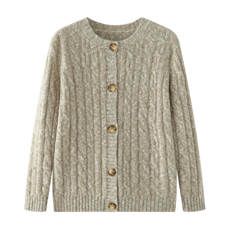 长袖针织开衫女宽松百搭纯色休闲外套35%羊绒衫，女装羊绒衫，更慕羊绒