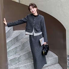 【新款主推】秋冬呢料时尚减龄套装裙#99058-P195-K269，女装套装/套裙，2C317