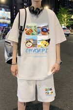 ！直播推荐！2024夏季男士华夫格短袖套装HTZ22P50，男装T恤，电商B220
