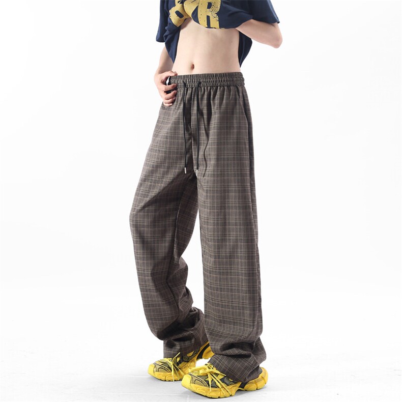 A429-YK1999特批40  夏季格子美式宽松男垂感休闲裤图片