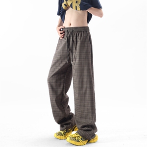A429-YK1999特批40  夏季格子美式宽松男垂感休闲裤图片