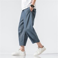 风日系夏哈伦裤灯笼裤休闲裤阔腿裤运动大码棉麻裤男 922 P45图片