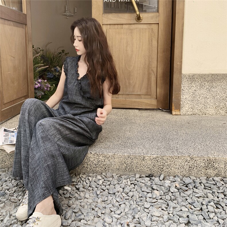 韩系高级感穿搭套装女夏2025新款设计感时尚小众马甲阔腿裤两件套,女装套装/套裙,2C305
