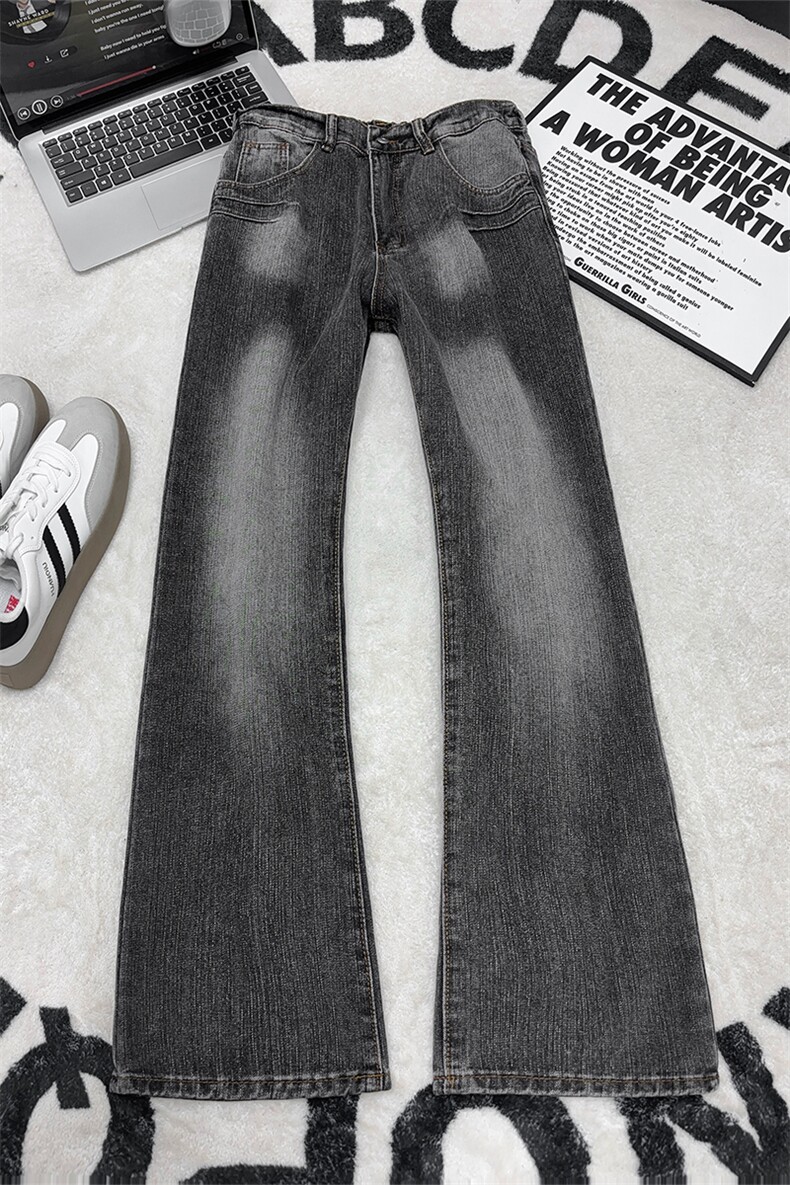 B221美式ins高街暗黑宽松微喇竹节纹牛仔裤LK25585-特P50控78,男装牛仔裤,电商B221