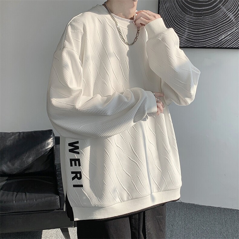 特批P35无差价25春款设计感休闲假两件青少年字母圆领卫衣男W332，男装卫衣，电商A001