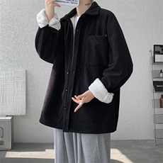 8XL-M加绒灯芯绒衬衫大码复古秋冬翻领上衣外套CS9001/P58加绒68，男装衬衫，电商B238