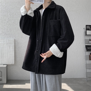 8XL-M加绒灯芯绒衬衫大码复古秋冬翻领上衣外套CS9001/P58加绒68图片