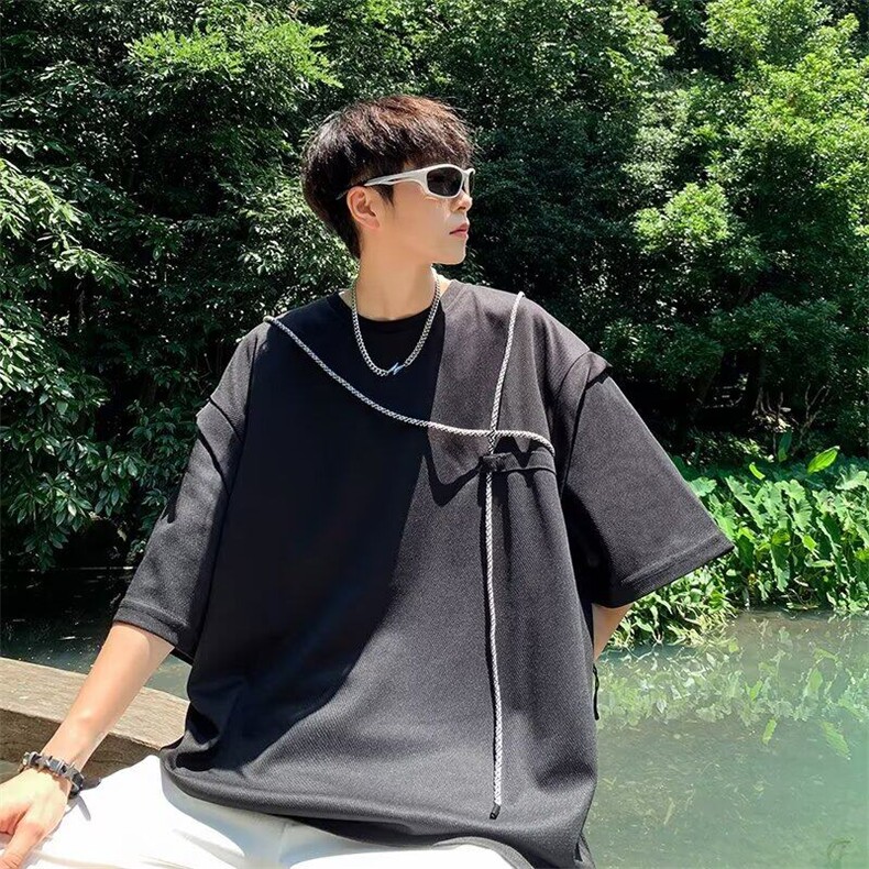 假两件短袖男夏季潮牌痞帅炸街t恤1001-1-T247-P32,男装T恤,星座1001-1