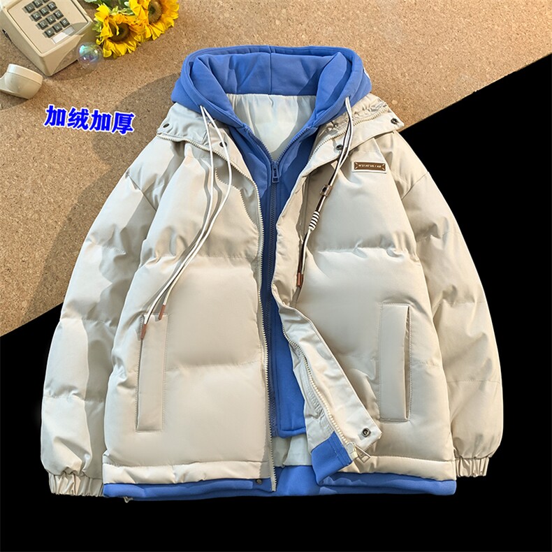 假两件加厚加绒情侣款百搭面包服棉衣715-6-MF100P118（控148）图片