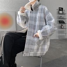 M-8XL格子羊羔毛棉服冬季大码小香风加绒外套加厚棉衣MF7001/P138，男装棉衣，电商B238