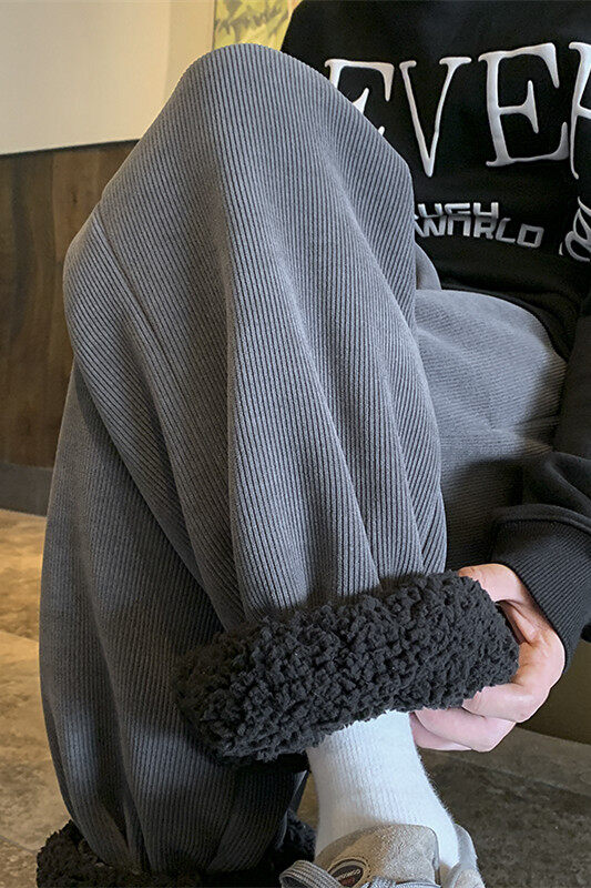 灯芯绒羊羔毛加绒加厚束脚休闲裤现货足XZ604-KG54-P65控78,男装休闲裤,星座604