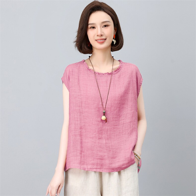 纯苎麻女夏季2025新款轻奢高级感洋气减龄妈妈夏装刺绣休闲,女装衬衫,独衣靓