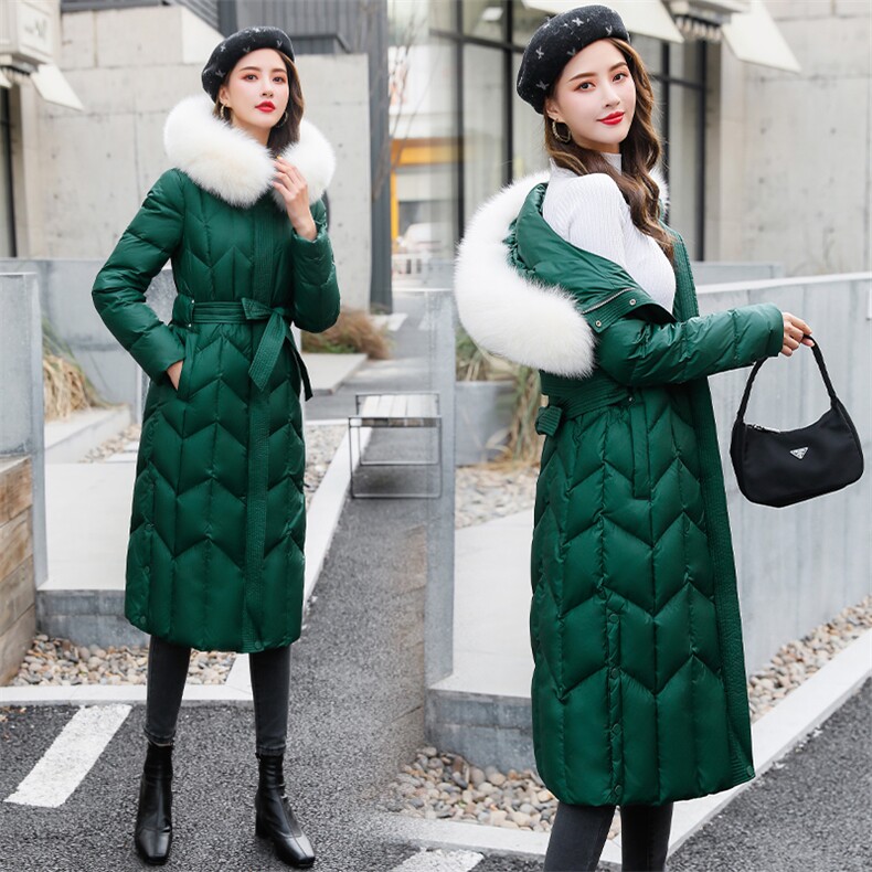 时尚显瘦长款羽绒服女冬季新款狐狸毛领加厚保暖外套,女装羽绒服,阿舍尔精品
