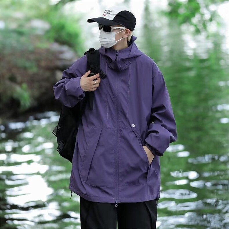 山系机能工装夹克男女宽松户外连帽防水冲锋衣情侣外套JY704-p62,男装夹克,星座1008