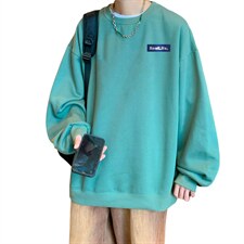 高级感无帽圆领卫衣男潮牌ins秋冬宽松潮流百搭设计感小众打底衫，男装T恤，电商B371